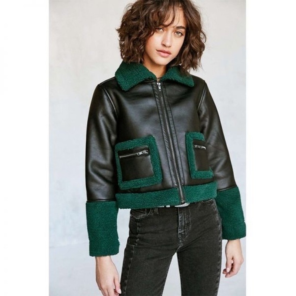 Urban Outfitters Vegan Leather Sherpa Jacket - S